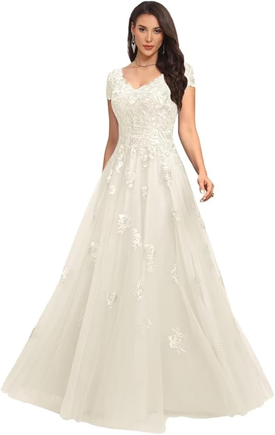 Mother of The Bride Dresses Sleeve Laces Applique V Neck Evening Gowns Cap Sleeves Grandmother of The Groom Dress