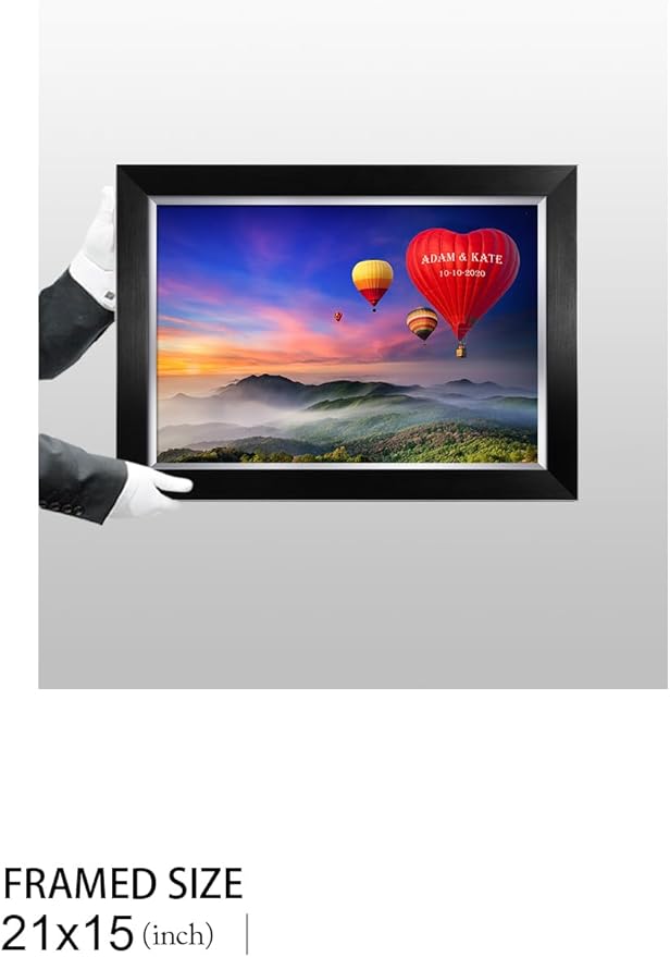 IPIC - Romance on High Personalized Wall Art with Names, Personalized Artwork with Names and Date on, Customized Gift for Anniversary,Wedding,Birthday and Holidays. Framed size: 21x15