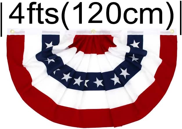 ANJOR 2x4Fts Patriotic Bunting - American Pleated Fan Flag Pack 4