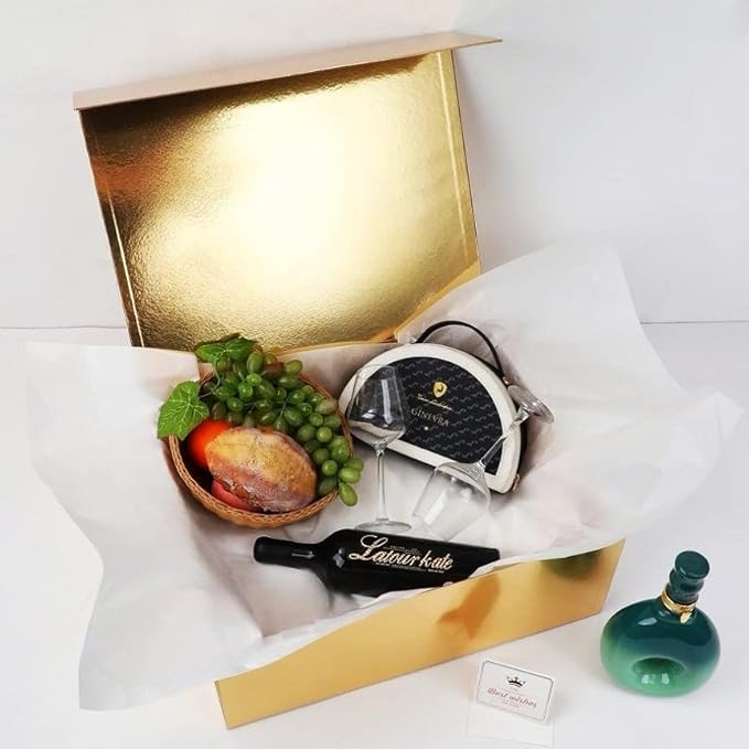 UoeRing 1 Extra Large Gold Gift Box 17x14.5x6 inch Luxury Gift Box for Presents with Magnetic Closure Lid Collapsible,Birthday,Christmas,Contains Card, Ribbon,Tissue Paper,Shredded Paper Filler