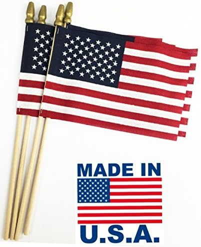 GIFTEXPRESS 24-Pack, Proudly MADE IN USA 8 x 12 Inch Spearhead Handheld American Flags on 24" Pole – Grave Marker USA Stick Flags