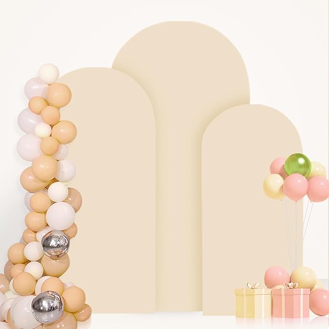 Wedding Arch Stand and Cover Set 4FT 5FT 6FT Wedding Arch Stand Beige Arched Cover Balloon Stand Frame Chiara Backdrop Covers for Birthday Party Wedding Ceremony Decoration