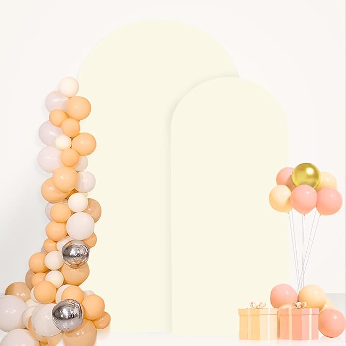 Ivory Arch Cover 2 Set 6FT 7.2FT Wedding Arch Backdrop Cover Spandex Fitted Wedding Arch Stand Covers 2-Sided Arched Covers for Bridal Shower Wedding Birthday Party Ceremony Decorations