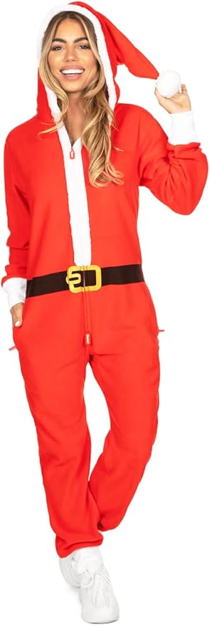 Tipsy Elves Christmas Onesies for Adults - Comfy Unisex Matching Holiday Jumpsuits with Convenient Pockets
