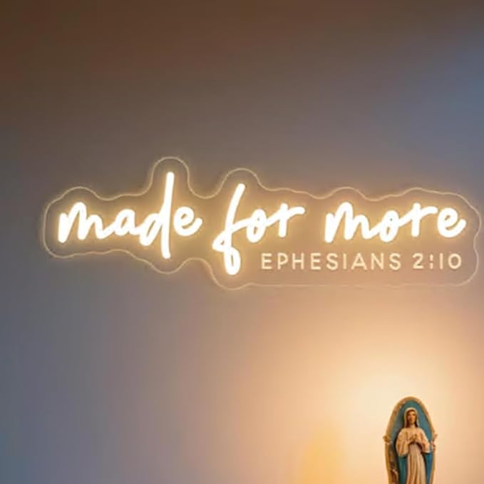 Made For More Neon Sign,Custom Jesus Neon Light,Religious Faith Sign,Bible Verse Decor,Christian Home Wall Decor,Church Decor,Christian Gift Size:20inches