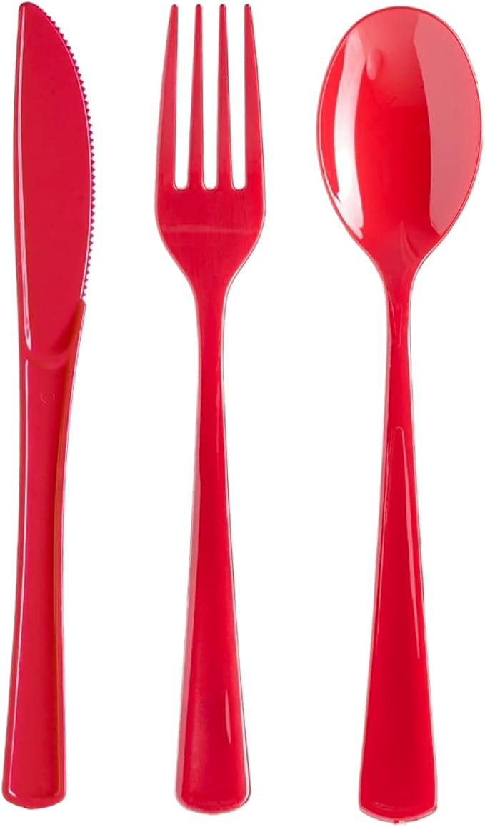 Trendables 4th Of July 190 Ct Red White And Blue Plastic Plate Set with Disposable Silverware Cutlery Fourth Of July Decorations Serves 20 Guests That Is The Perfect Patriotic Decorations For The Home