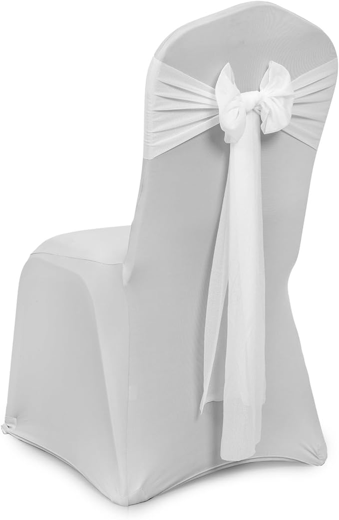 VDS Pack of 250, Ivory, Sheer Chiffon Chair Sashes Bows Chair Cover Back Tie Ribbon for Wedding Birthday Baby Shower Engagement Ceremony Event Party Banquet Restaurant Dining Chair Decoration