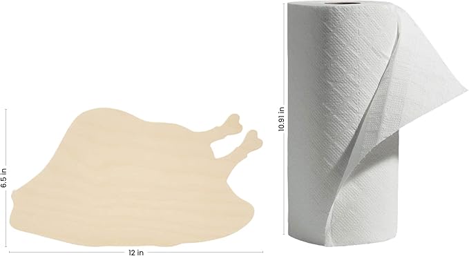 Roast Turkey Wooden Cutout 6-1/2 x 12 inches, 6 Unfinished Birch Wood Cutouts for Thanksgiving Decor and DIY Crafts, by Woodpeckers