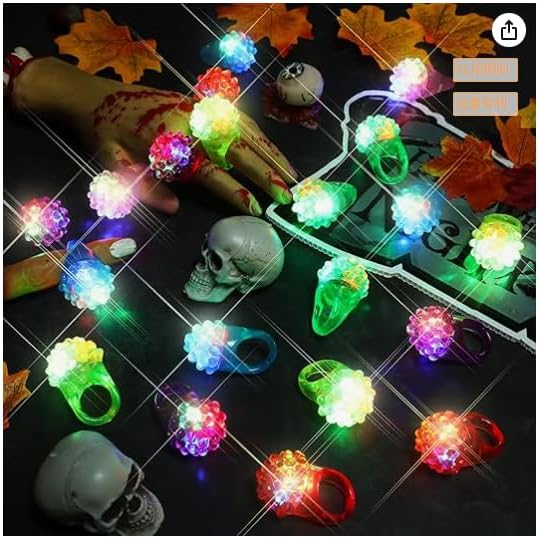 Charniol 300 Pcs LED Light up Rings Valentines Day Glow in the Dark Flashing Jelly Rings in 6 Colors Party Supplies for Adult Kids Classroom Prizes Birthday Carnival Party Favors