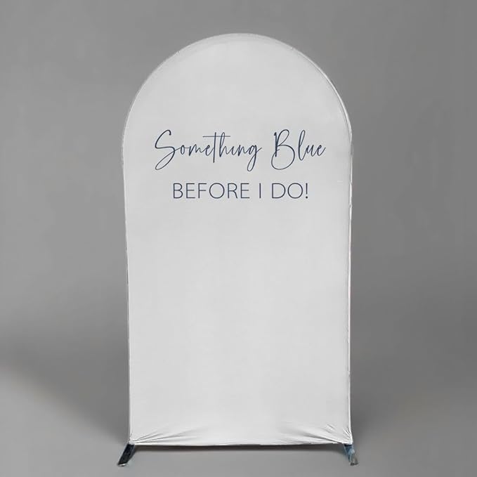 Something Blue Before I Do Arch Backdrop Cover Wedding Bridal Shower Bride to be Toile Party Arch Fabric Cover Blue Bloom Floral Baby Shower Decors (2.6X6ft,4313)