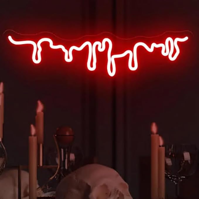 Blood Drip Neon Sign, Dripping Blood Neon LED Wall Light, Horror Room Decor, Halloween Party art Sign Size:21in x 7.3in