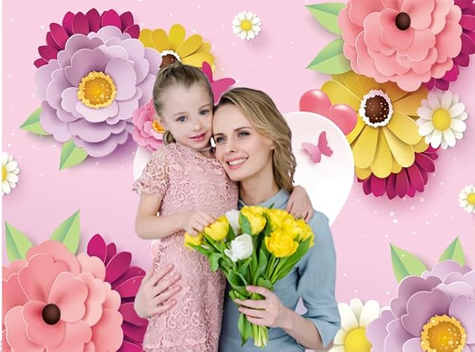 CHAIYA 10X8ft Mother's Day Background Pink Flower Love Background Festival Party Decoration Activity Gift Banner Photo Booth Photo Props CY-149