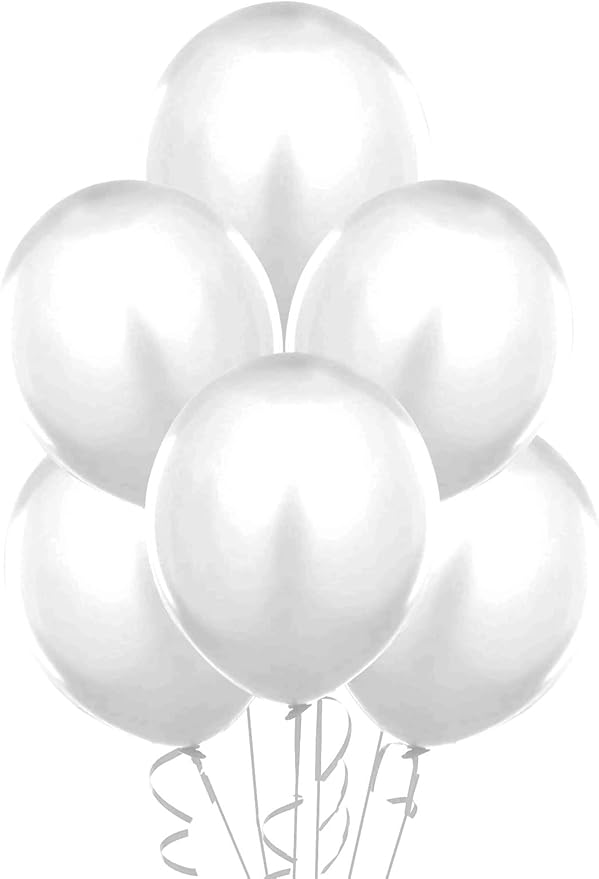 PMU Balloons 17 Inch PartyTex White Premium Helium Quality Latex Balloons for Photo Shoot, Wedding, Baby Shower, Birthday Party and Event Decoration Pkg/100