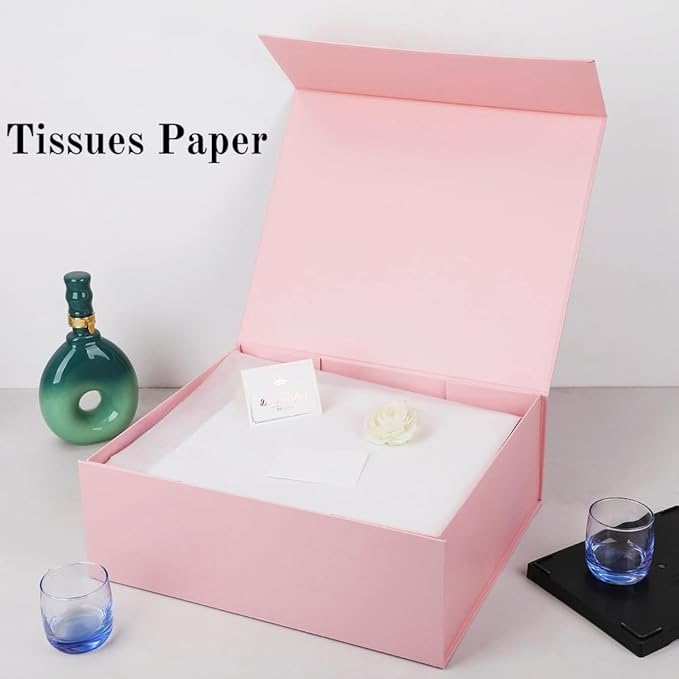 UoeRing 1 Extra Large Pink Gift Box 20x16x7 inch Luxury Gift Box for Presents with Magnetic Closure Lid Collapsible,Birthday,Christmas,Contains Card, Ribbon,Tissue Paper,Shredded Paper Filler