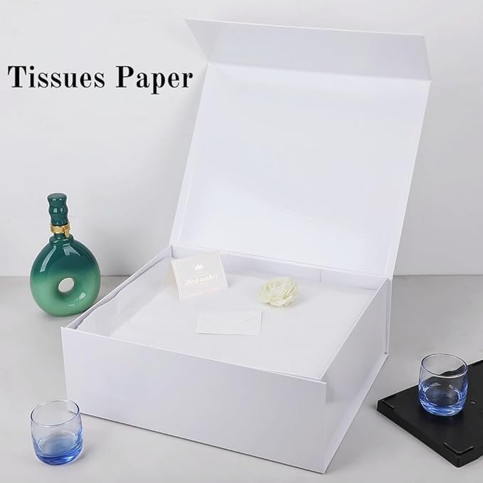 UoeRing 3 Pack Extra Large White Gift Box 20x16x7 inch Luxury Gift Box for Presents with Magnetic Closure Lid Collapsible,Birthday,Christmas,Contains Card, Ribbon,Tissue Paper,Shredded Paper Filler