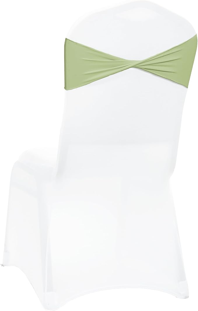 VDS Pack of 75 PCS | Sage Green | Spandex Chair Sashes Bows Without Buckle | Stretch Elastic Banquet Universal Folding Chair Band Tie with for Wedding Party Conference Celebration Event Decoration