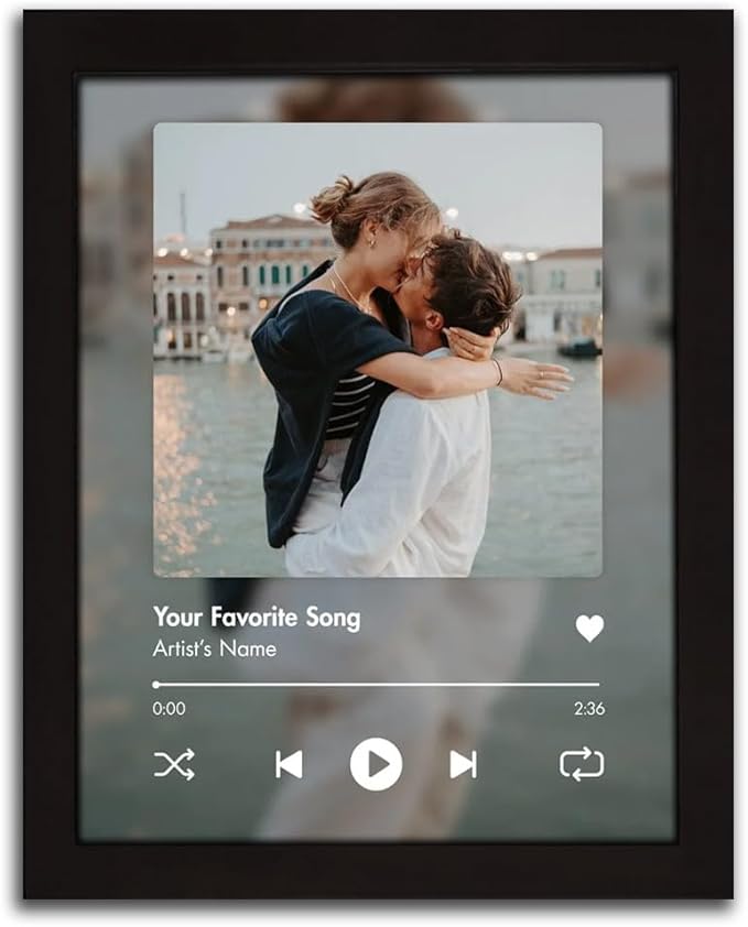 Personal-Prints CUSTOM SONG | Custom Song Title and Photo Wedding Wall Art Gift | Personalized Photos & Song | Anniversary, Wedding, Valentine's Day Gift (11"x14" Framed Paper Print)