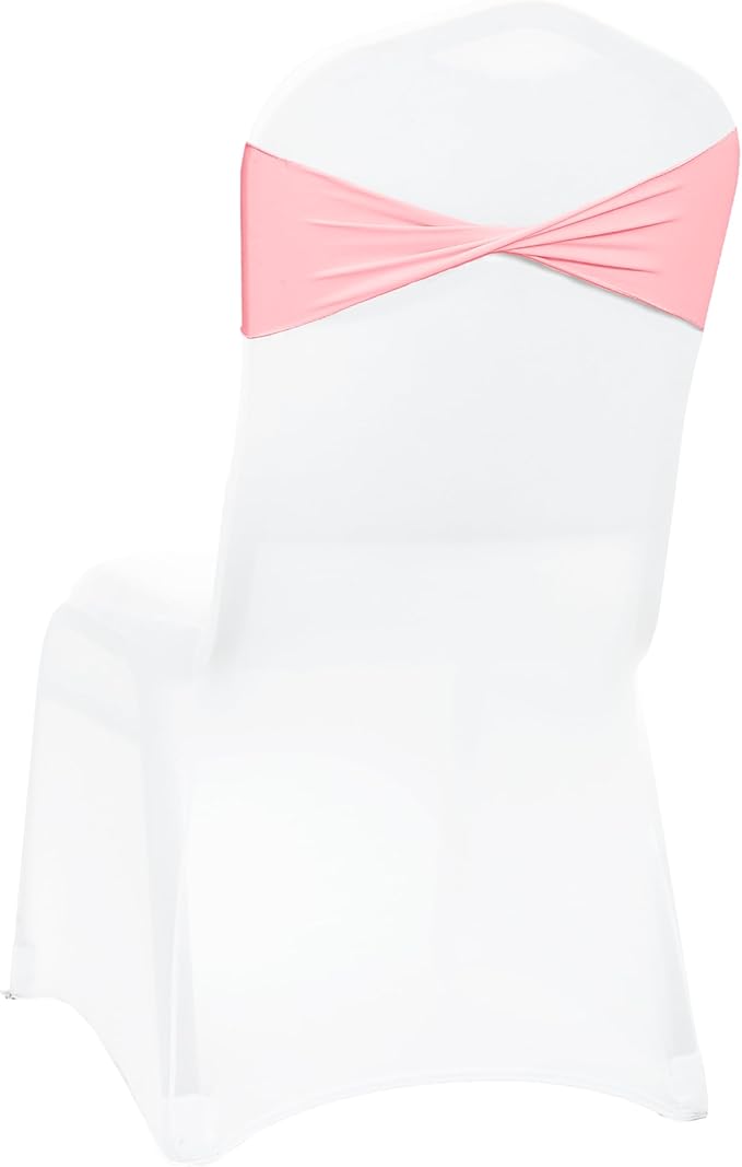 VDS Pack of 200 PCS | Dusty Rose | Spandex Chair Sashes Bows Without Buckle | Stretch Elastic Banquet Universal Folding Chair Band Tie with for Wedding Party Conference Celebration Event Decoration