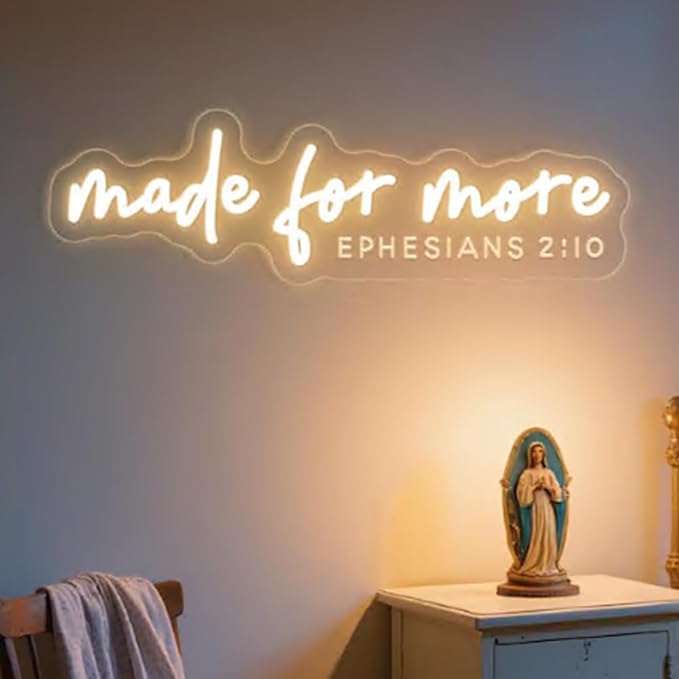 Made For More Neon Sign,Custom Jesus Neon Light,Religious Faith Sign,Bible Verse Decor,Christian Home Wall Decor,Church Decor,Christian Gift Size:20inches