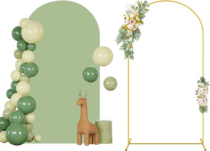 Metal Arch Stand and Cover Set 7.2FT Sage Green Arch Stand Cover for Arch Stand Frame Wedding Arch Stand with Spandex Arch Cover Set for Bridal Baby Shower Wedding Banquet Decoration