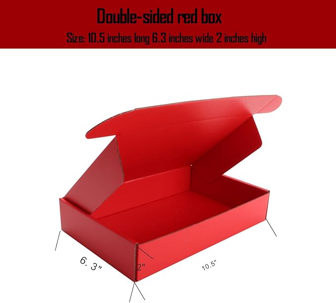 Red Shipping Packaging MEIANJU L10.5xW6.3xH2 inch Hard Corrugated Cardboard Shipping Boxs Gift Wrap Box for Bridesmaid,Anniversary