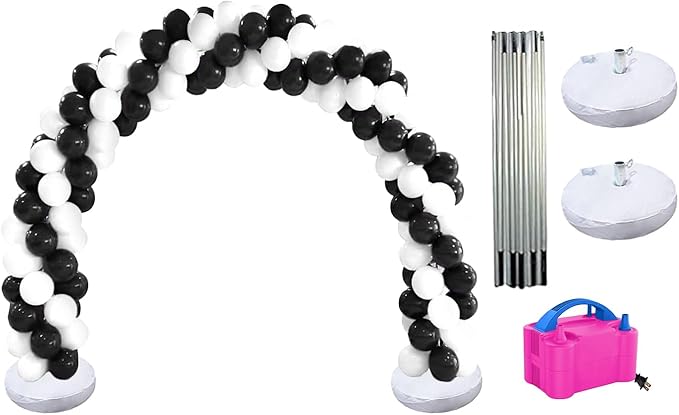 PMU DIY Professional Balloon Arch Premiere Kit (Black and White) Balloon Garland for Party Decoration, Decoration Kit for Birthday Party, Wedding, Graduation, Baby Shower (41698-61646-73005) Pkg/1
