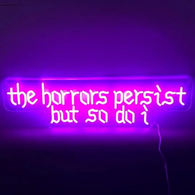 The Horrors Persist But So Do I Neon Sign,Gothic Led Sign,Halloween Home Christmas Decor Size:20x 5.4inches