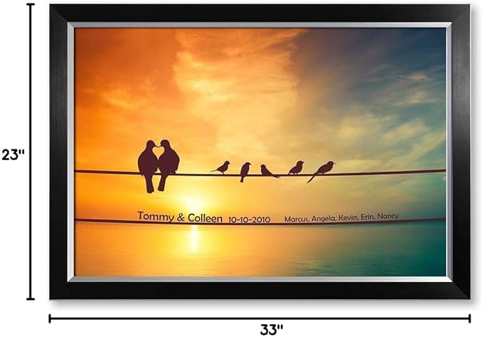 IPIC - We Are Family Personalized Artwork with Names, Customized Gift for Anniversary. Giclee Wall Art with High Grade Frame. Picture Size: 30x20,Total Size:33X23