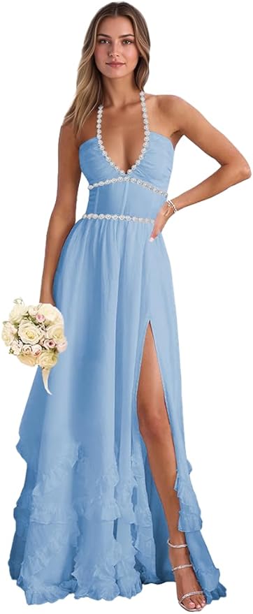 Floral Printed Chiffon Prom Dress for Carmen 2025 Long V Neck Floor Length Photoshoot Dress with Side Slit Ruched