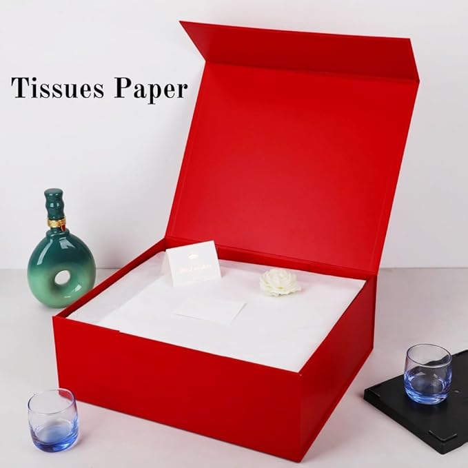 UoeRing 1 Extra Large Red Gift Box 17x14.5x6 inch Luxury Gift Box for Presents with Magnetic Closure Lid Collapsible,Birthday,Christmas,Contains Card, Ribbon,Tissue Paper,Shredded Paper Filler