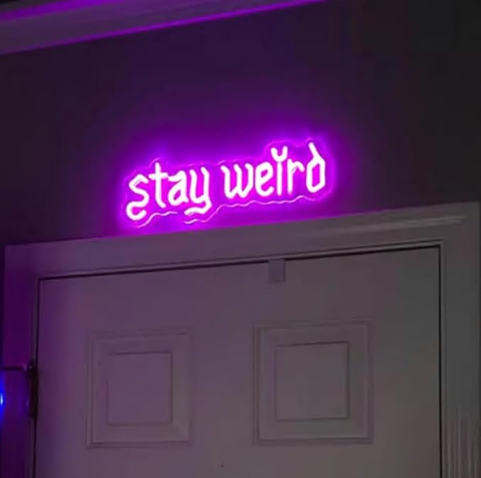 Stay Weird Neon Sign, Gothic Room LED Neon Light, Gothic Halloween Humor Gothic Sign, Dark Art Wall Décor Size:24 inches