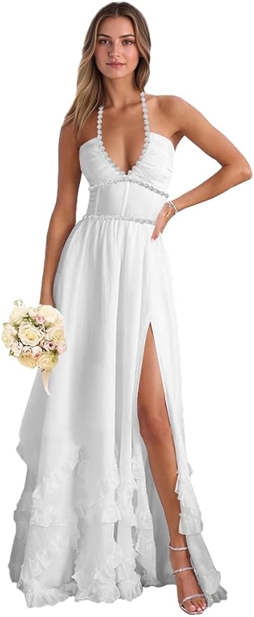 Floral Printed Chiffon Prom Dress for Carmen 2025 Long V Neck Floor Length Photoshoot Dress with Side Slit Ruched