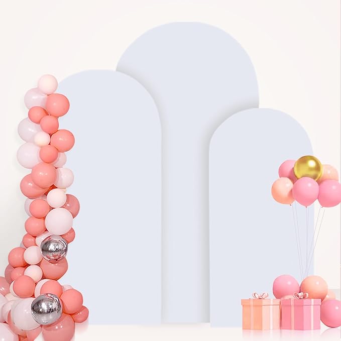 Wedding Arch Cover Set - 3 Sizes: 6FT, 6.6FT, 7.2FT - Double Sided Spandex Fitted Wedding Arch Stand Cover for Birthday Party, Bridal, Baby Shower
