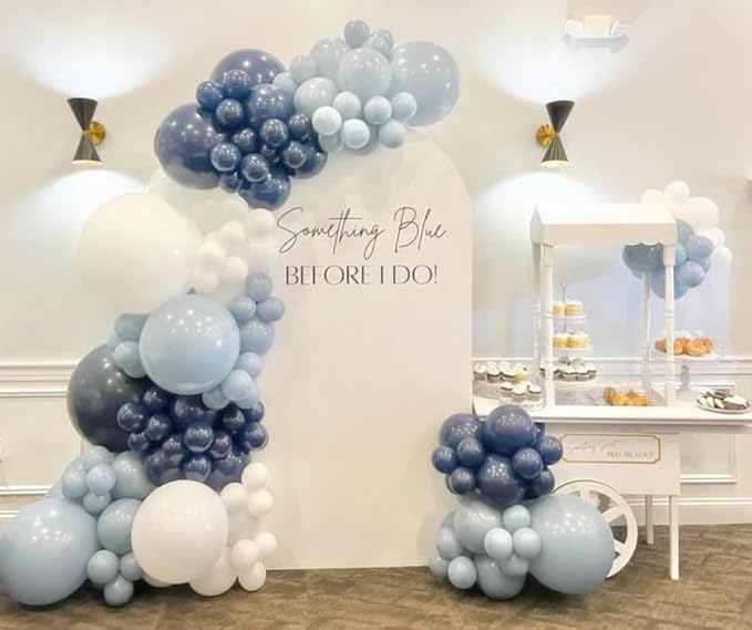 Something Blue Before I Do Arch Backdrop Cover Wedding Bridal Shower Bride to be Toile Party Arch Fabric Cover Blue Bloom Floral Baby Shower Decors (2.6X6ft,4313)