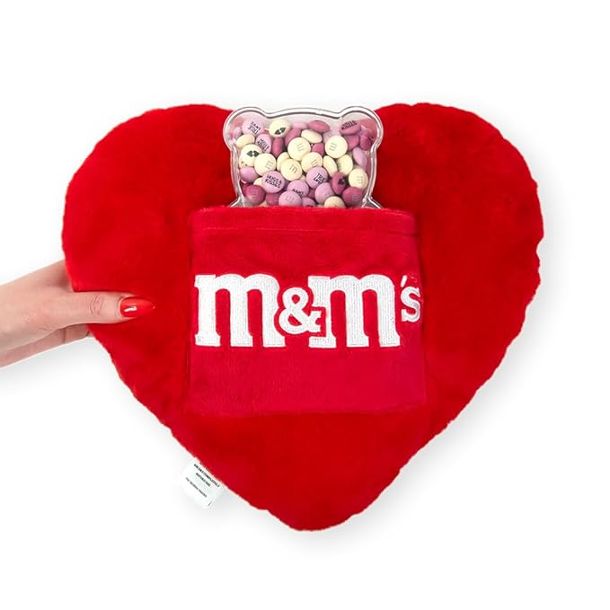 M&M’S Teddy Bear with Heart Pillow Bundle, Unique Gift for Valentine's Day