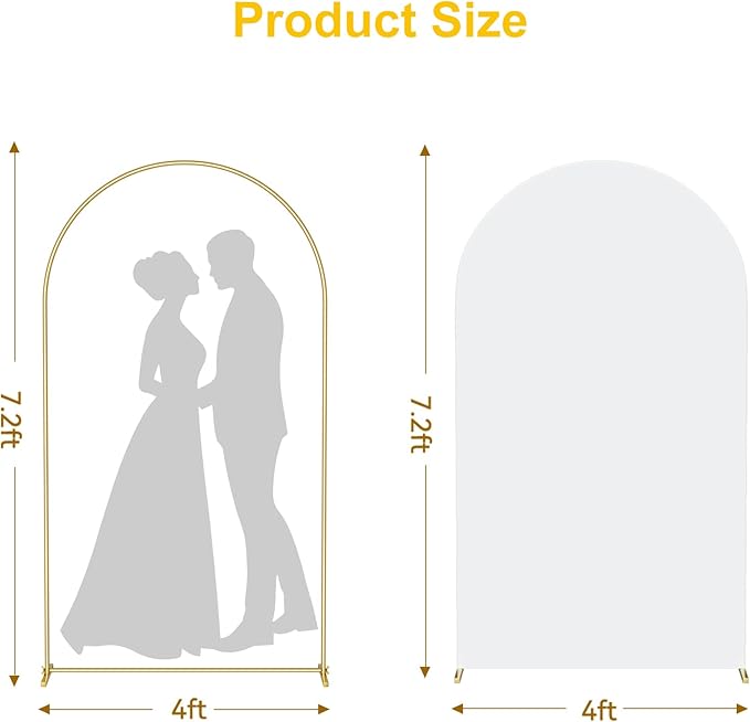 GRENTY Metal Arch Backdrop Stand and Cover Set 7.2FT, Wedding Arch Frame with Spiral Rotating Joint and Wrinkle-Resistant Cover for Birthday, Anniversary, Wedding, Party, Baby Shower