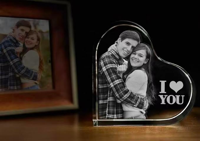 3D Crystal Photo, Personalized Valentine’s Day Gift, Customized Gifts for Wife, Women, Him, Her, Dad and Mom. Custom Picture Gifts for Valentine’s Day, Mother's Day, Father’s Day, Birthday, Wedding & Anniversary. Upright Heart Crystal Keepsake