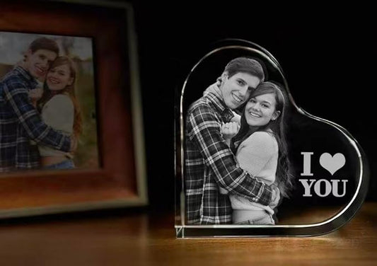 3D Crystal Photo, Personalized Valentine’s Day Gift, Customized Gifts for Wife, Women, Him, Her, Dad and Mom. Custom Picture Gifts for Valentine’s Day, Mother's Day, Father’s Day, Birthday, Wedding & Anniversary. Upright Heart Crystal Keepsake