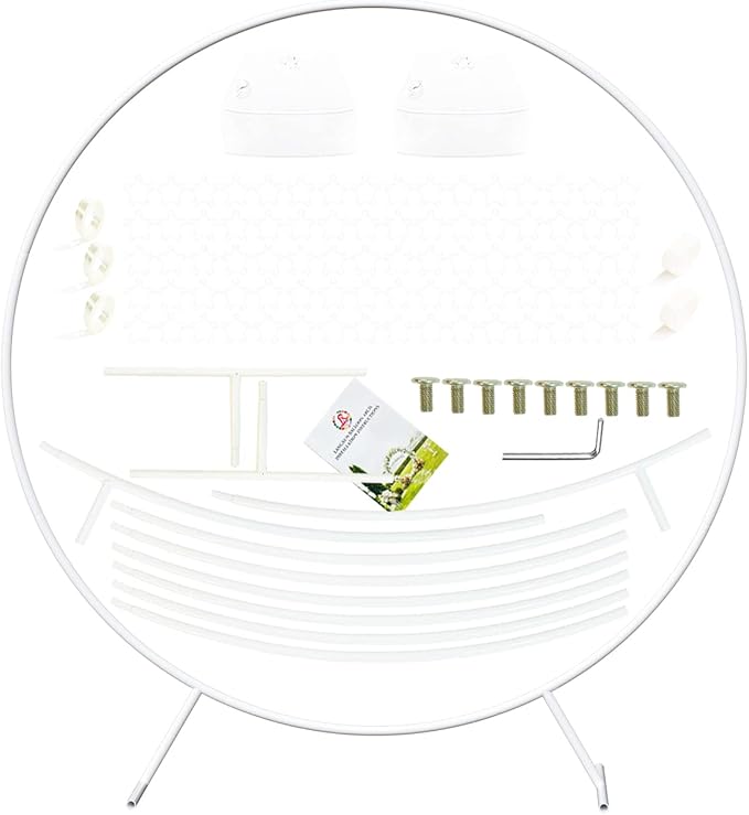 LANGXUN 7.2ft White Metal Round Balloon Arch kit, Backdrop Stand Metal Circle Balloon Arch Frame for Wedding Birthday Party Decoration, Graduation Decorations and Baby Shower Photo Background