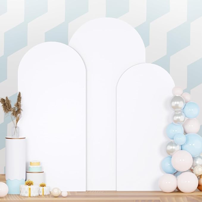 Arch Cover Set of 3 White Wedding Arched Backdrop Cover 4ft 5ft 6ft Spandex Fitted Arch Covers for Chiara Backdrop Stand Party Arch Frame Covers for Birthday Baby Shower Gender Reveal Decor