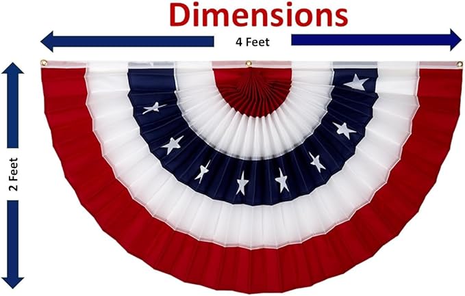 – 2-Pack! 2’ x 4’ American Made Cotton Flag Bunting. Fully Sewn Stars & Stripes Patriotic Bunting Banner!