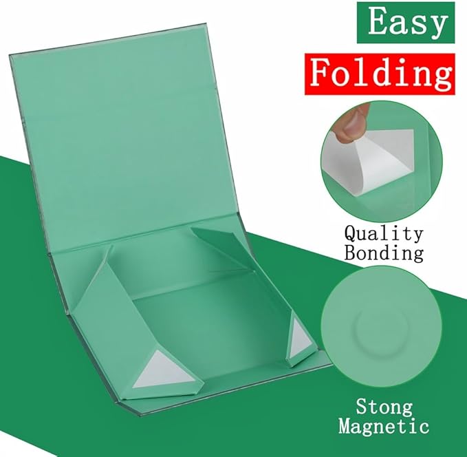 UoeRing 1 Extra Large Green Gift Box 20x16x7 inch Luxury Gift Box for Presents with Magnetic Closure Lid Collapsible,Birthday,Christmas,Contains Card, Ribbon,Tissue Paper,Shredded Paper Filler