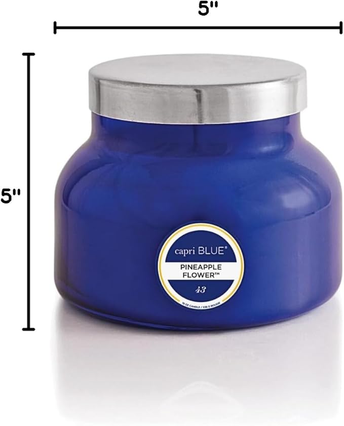 Capri Blue Scented Candles - Soy Candle Wax Blend - Jar Candles - Blue Candle Gifts for Women & Men - Luxury Candles for Home Scented with Lemon Flower & Sweet Sugar Cane - Pineapple Flower (19 oz)