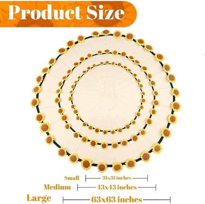 cagulax Birthday Gifts for Women Sunflower, Self Care Birthday Gifts for Best Friend, Mom, Sister, Wife, Grandma, Teacher, Cozy Throw & Decor Sunflower Crochet Flowers Bouquet Blanket 31 Inches