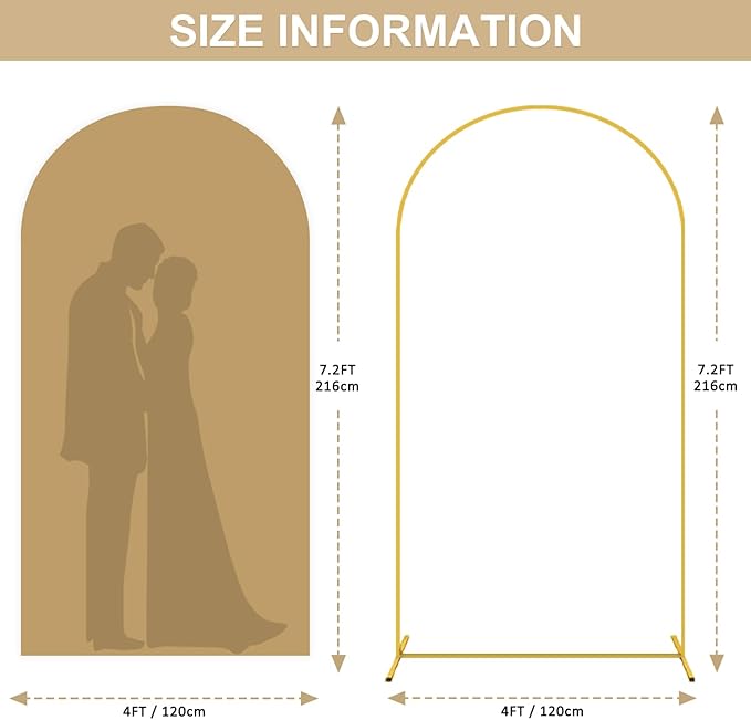 7.2FT Wedding Arch Stand and Khaki Arch Cover Backdrop Fabric Metal Arch Backdrop Stand with Cover Set Spandex Fitted Brown Backdrops Covers for Birthday Party Ceremony Banquet Decorations