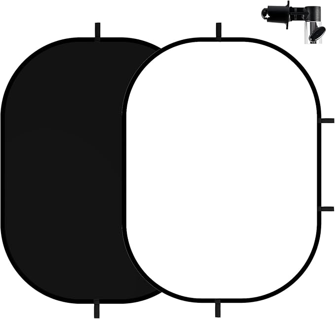 3x5ft Black White Background, Muslin Pop-Up Collapsible Backdrop 2-in-1 Self Tape Backdrop with Clip and Carry Bag for Portrait and Headshot Photography