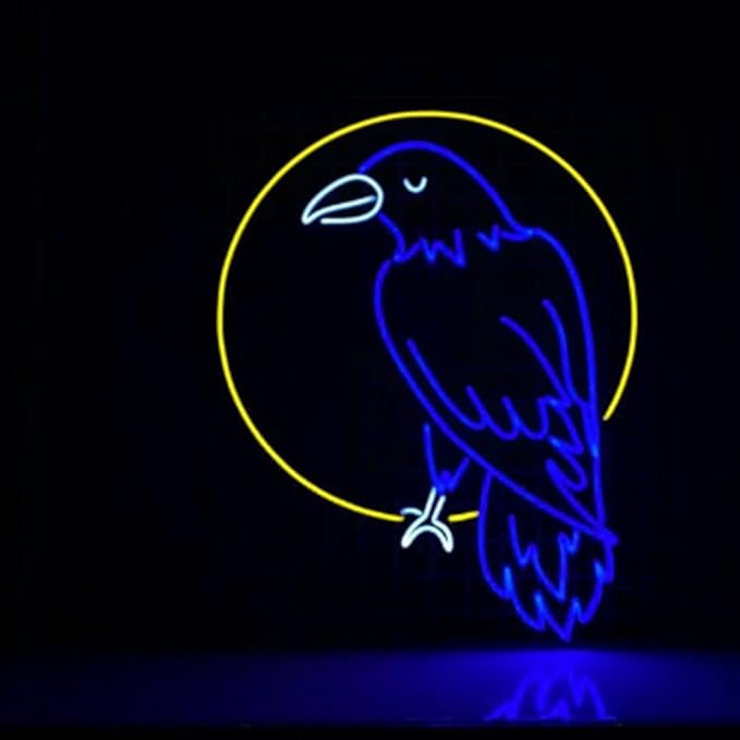 Raven Neon Sign, Crow Neon Light, Raven Bird Led Light, Halloween Led Sign, Scary Horror Spooky Room Wall Decor, Night Wild Life Neon Lights Size:20inches