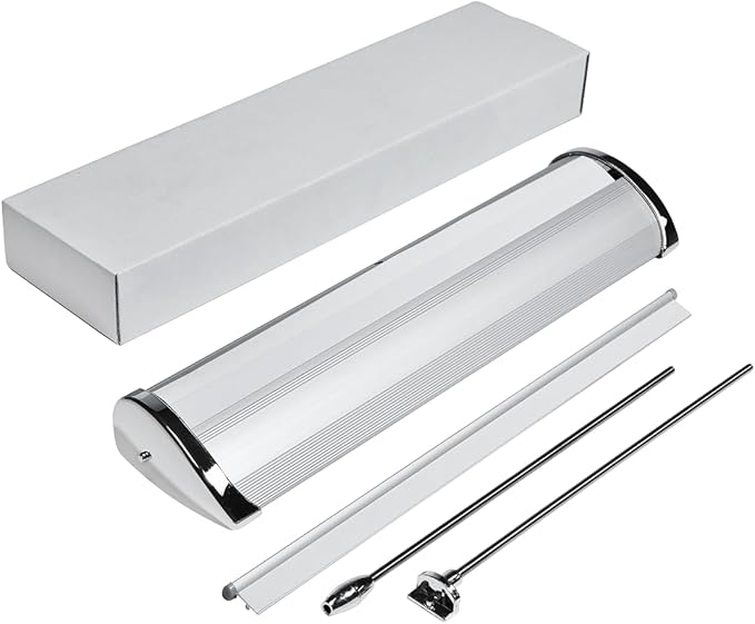 Tabletop Retractable Banner, Silver Aluminum Stand, 8.5” x 11”, Customizable Print, Custom Mini Retractable Banner (Silver (hardware), 11.7” x 17.75”)