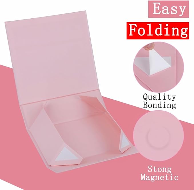 UoeRing 3 Pack Extra Large Pink Gift Box 20x16x7 inch Luxury Gift Box for Presents with Magnetic Closure Lid Collapsible,Birthday,Christmas,Contains Card, Ribbon,Tissue Paper,Shredded Paper Filler