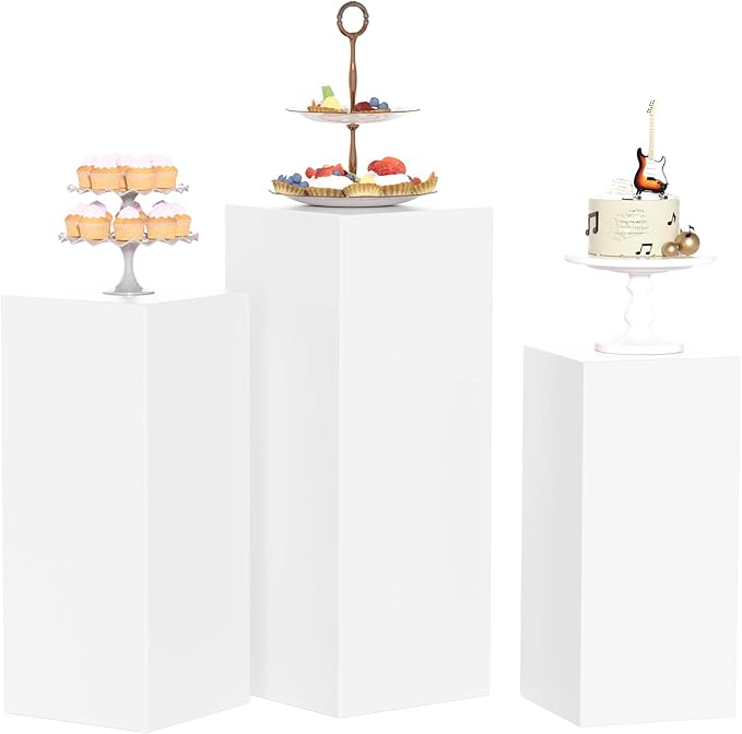 3Pcs Pedestal Stand,Metal Stands for Wedding Party Art Decor,Sturdy Pedestal Display Square Dessert Table